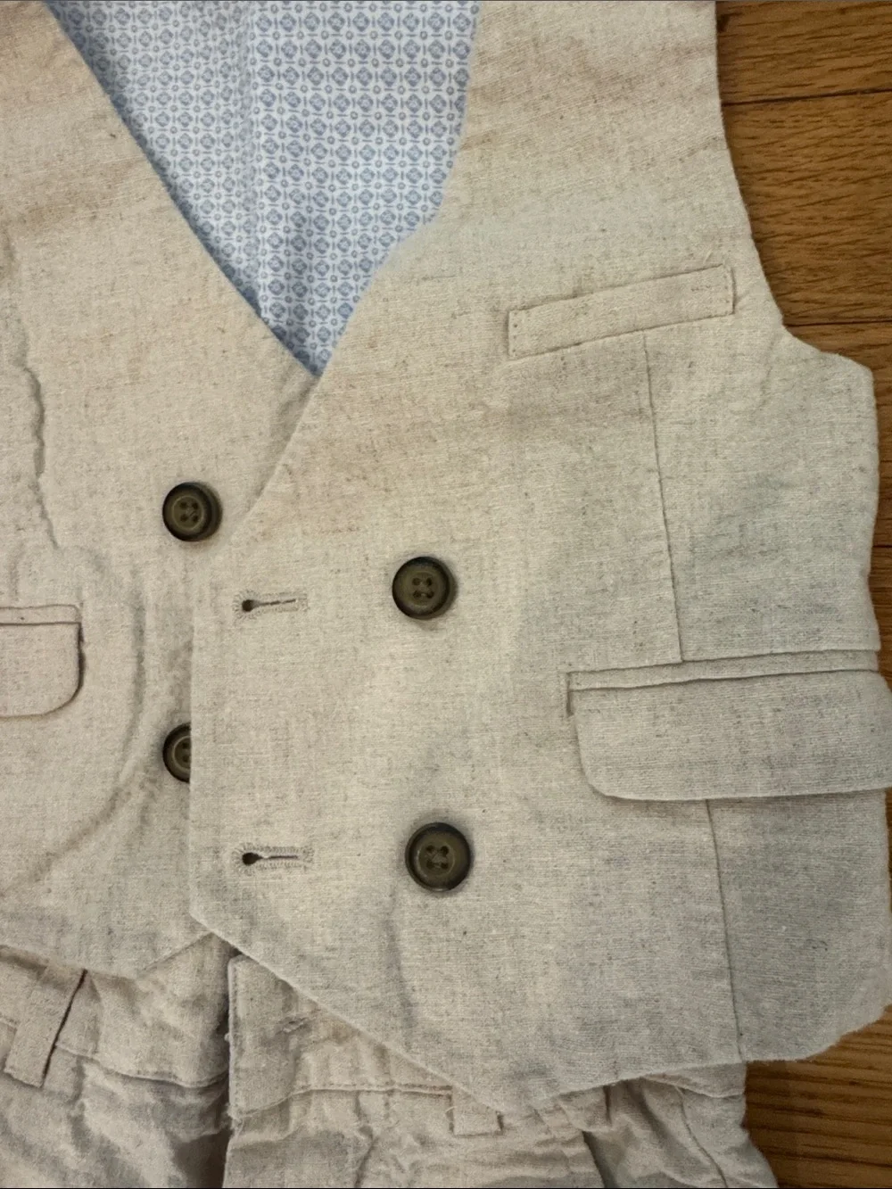Adorable Toddler Beige Linen Vest & Pants Set for Wedding or Formal Summer Event